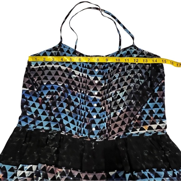 Proenza Schouler Silk Cami Mini Dress Abstract Geometric Multicolor 4 Snap Front - Picture 5 of 16